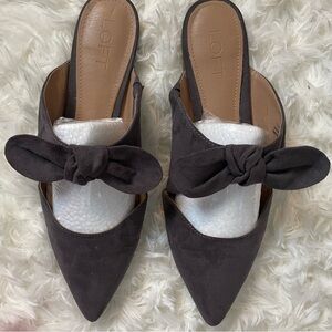 LOFT Gray Suede’s Bow Mules